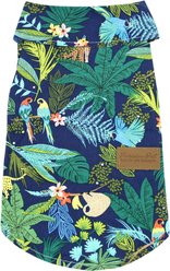 Parisian Pet Amazonia Tropical Camp Shirt Vibrant Leaf Cotton Dog Tee, Green, Small