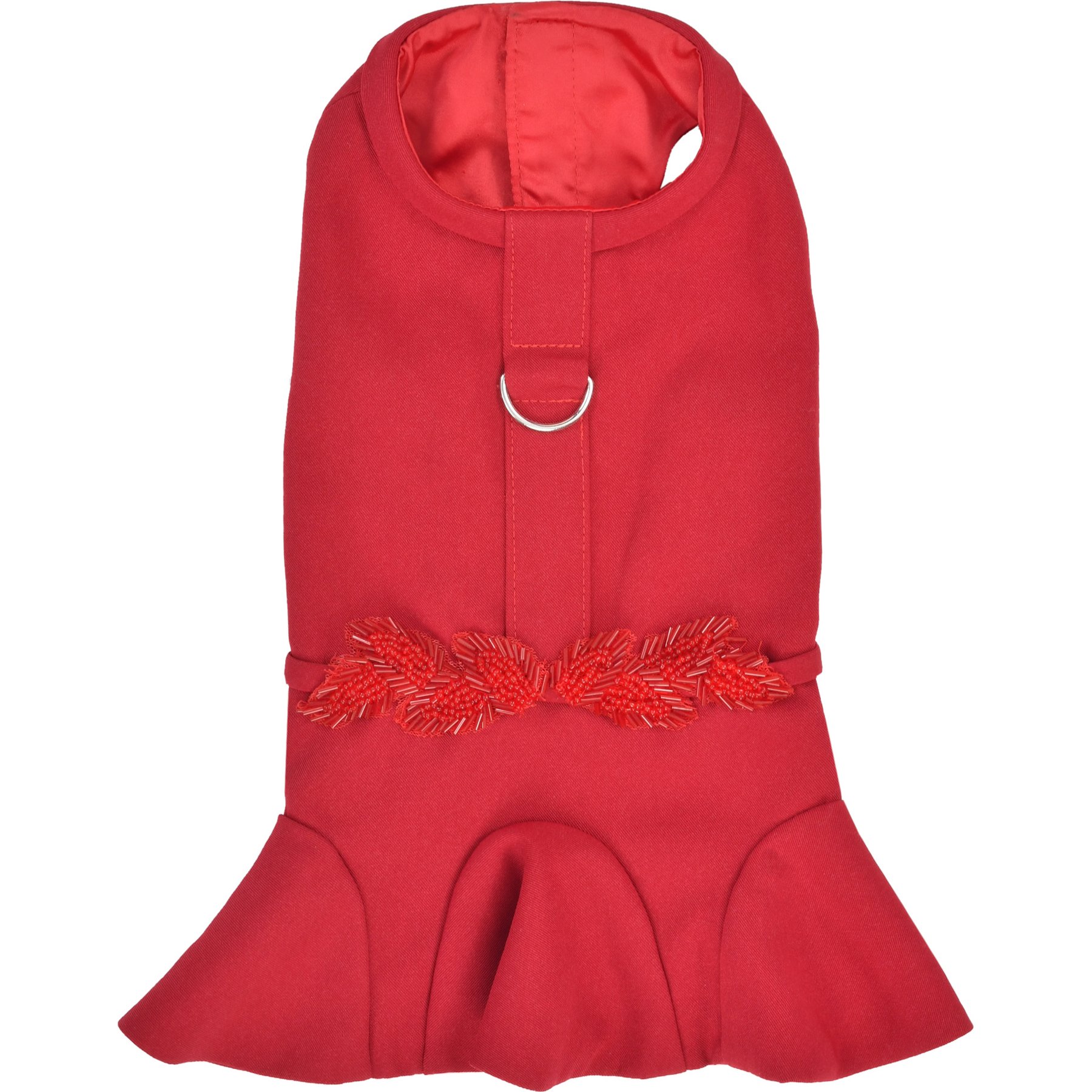 Parisian Pet Satin Embellished Dress Elegant Dog Party Outfit, Red, X-Large