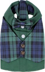 Parisian Pet Scottish Taffeta Tuxedo Plaid Formal Dog Jacket, Green & Blue, Small