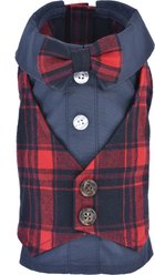 Parisian Pet Scottish Pleated Tuxedo Plaid Formal Dog Jacket, Red & Blue, XX-Large