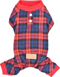 Parisian Pet Scottish Pajama Plaid Flannel Dog Sleepwear, Red & Blue, XXX-Large