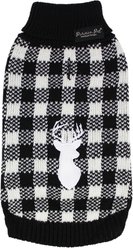 Parisian Pet Buffalo Checkered Sweater Cozy Knit with Deer Motif for Dogs & Cats, Small