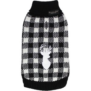 Parisian Pet Buffalo Checkered Sweater Cozy Knit with Deer Motif for Dogs & Cats, Medium