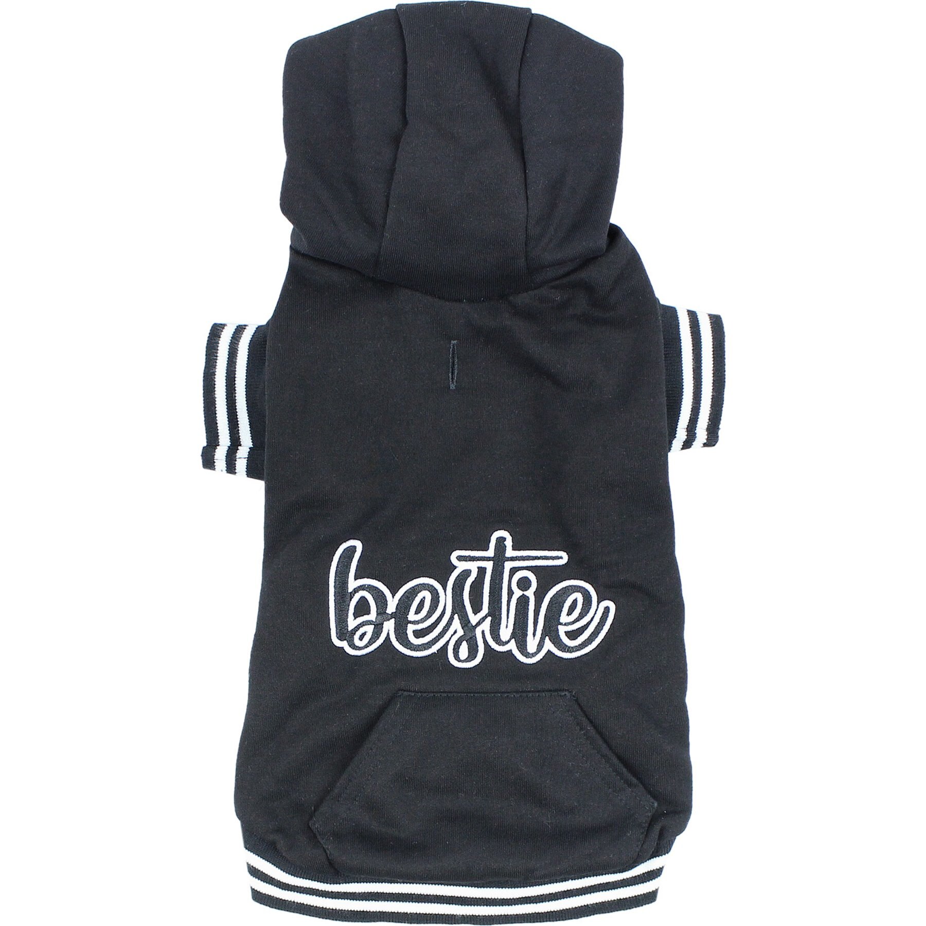 Parisian Pet Bestie Embroidered Soft Fleece Pullover Dog Hoodie, X-Small