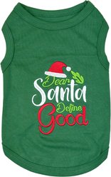 Parisian Pet Dear Santa Define Good Embroidered Holiday Dog Tee, Large