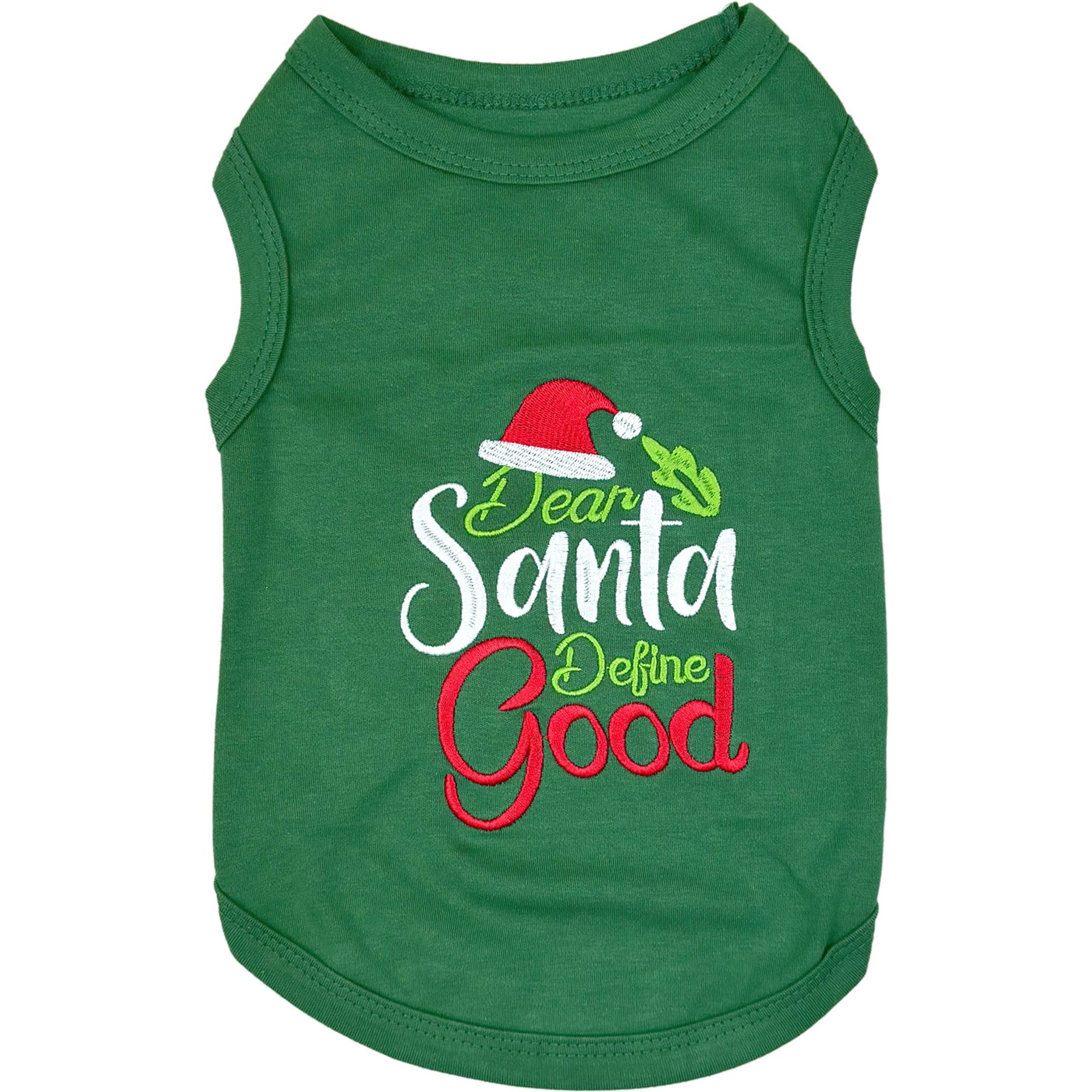 Parisian Pet Dear Santa Define Good Embroidered Holiday Dog Tee, X-Small