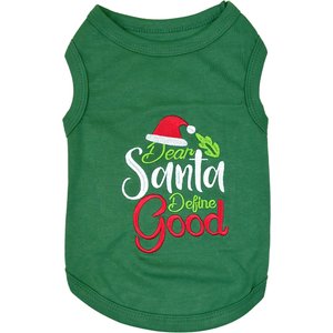 Parisian Pet Dear Santa Define Good Embroidered Holiday Dog Tee, Medium