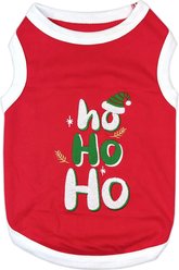 Parisian Pet Ho Ho Ho Embroidered Holiday Festive Dog T-Shirt, Red, Medium
