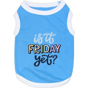 Parisian Pet Is It Friday Yet? Embroidered Dog T-Shirt, Gray, Medium