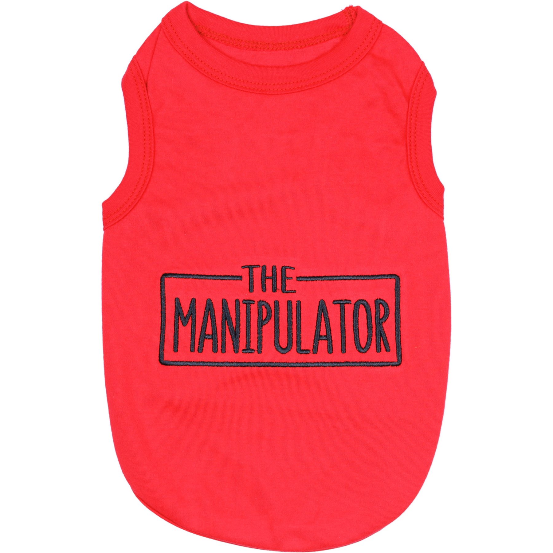 Parisian Pet The Manipulator Embroidered Funny Dog & Cat T-Shirt, Red, X-Small