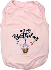 Parisian Pet Birthday Girl Embroidered Celebration Cotton Dog T-Shirt, Pink, XXX-Large