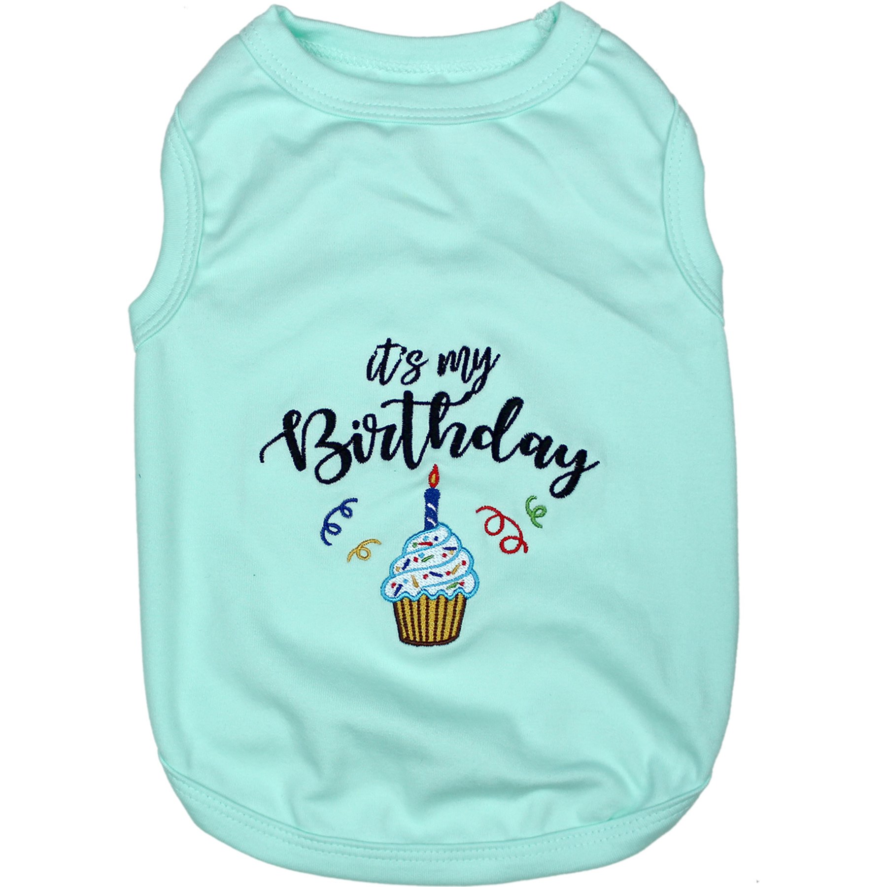 Parisian Pet Birthday Boy Embroidered Cotton Dog T-Shirt, Blue, Large