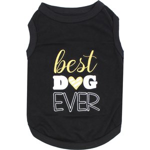 Parisian Pet Best Dog Ever Embroidered Cotton Dog & Cat T-T-Shirt, Black, Medium