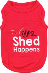 Parisian Pet Shed Happens Embroidered Funny Cotton Dog T-Shirt Tee, Red, XXX-Large