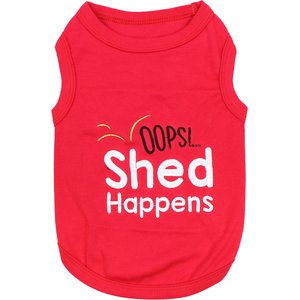 Parisian Pet Shed Happens Embroidered Funny Cotton Dog T-Shirt Tee, Red, XXX-Large