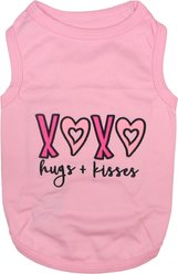 Parisian Pet Valentine's Day XOXO Embroidered Cute Cotton Dog T-Shirt, Light Pink, Medium