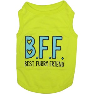 Parisian Pet BFF Embroidered Cotton Best Furry Friend Dog T-Shirt, Green, Large