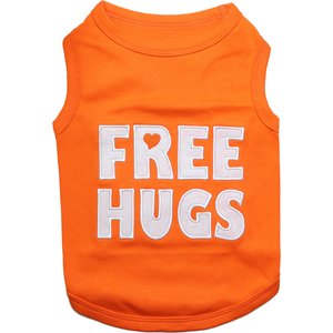 Parisian Pet Free Hugs Embroidered Cotton Dog T-Shirt, Cream & Pink, XX-Small