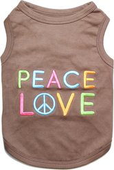 Parisian Pet Valentine's Day Peace Love Embroidered Soft Cotton Dog T-Shirt, Medium