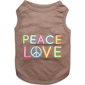 Parisian Pet Valentine's Day Peace Love Embroidered Soft Cotton Dog T-Shirt, Large