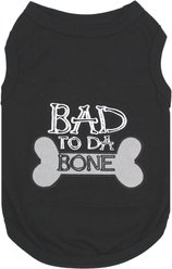 Parisian Pet Bad to da Bone Embroidered Cotton Dog T-Shirt, Black, Medium
