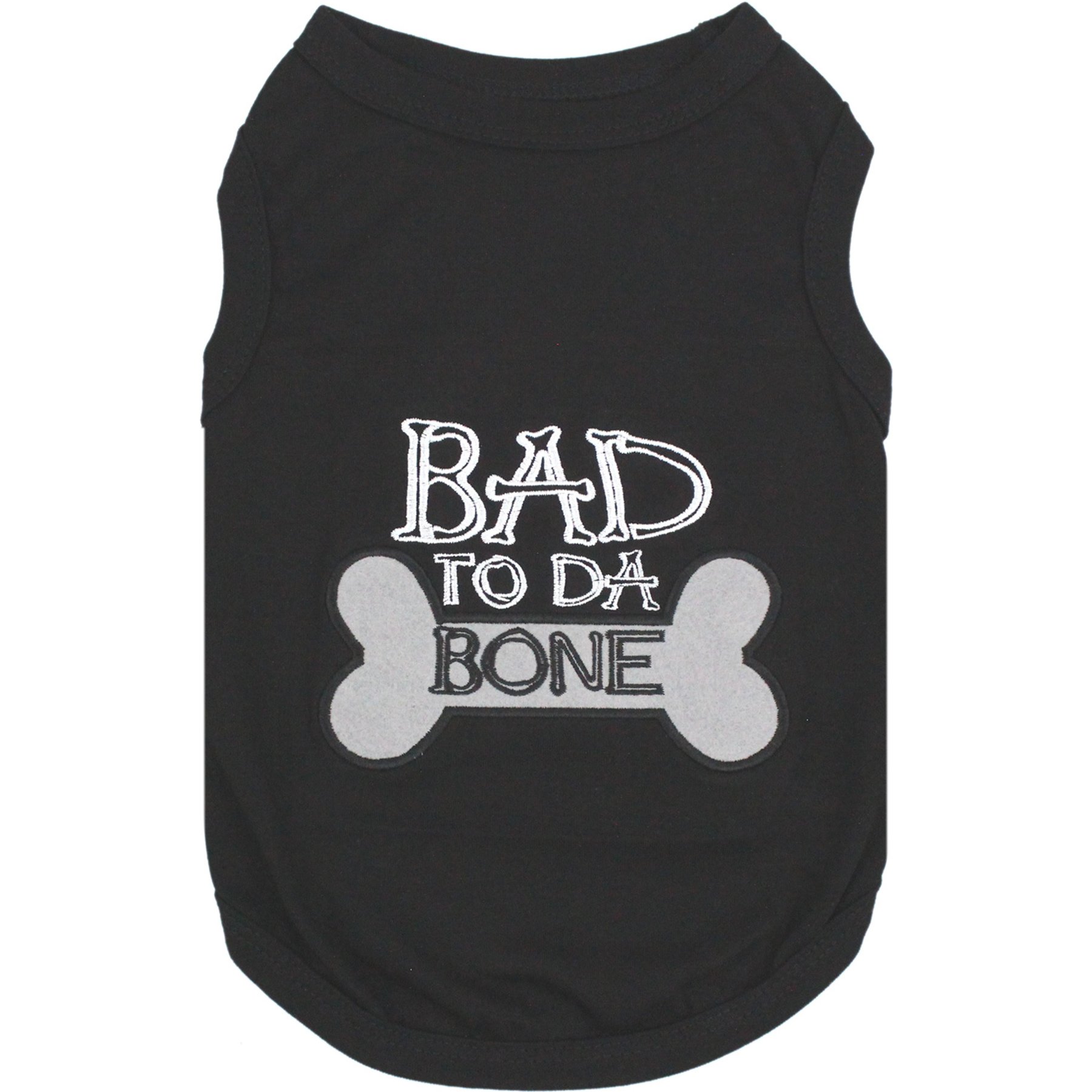 Parisian Pet Bad to da Bone Embroidered Cotton Dog T-Shirt, Black, X-Large