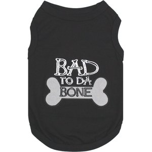 Parisian Pet Bad to da Bone Embroidered Cotton Dog T-Shirt, Black, Large