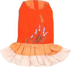 Parisian Pet Color Block Garden Dress Vibrant Floral Dog Outfit, Orange, XX-Large