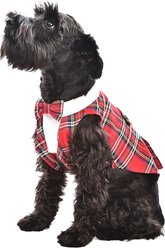 Parisian Pet Tartan Tuxedo Plaid Dog & Cat Formal Jacket, White & Red, Small