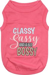 Parisian Pet Classy, Sassy & a Bit Bossy Embroidered Dog T-Shirt, Pink, Large