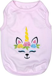 Parisian Pet Unicorn Embroidered Magical Cotton Dog T-Shirt, Pink, Small