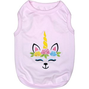Parisian Pet Unicorn Embroidered Magical Cotton Dog T-Shirt, Pink, Large