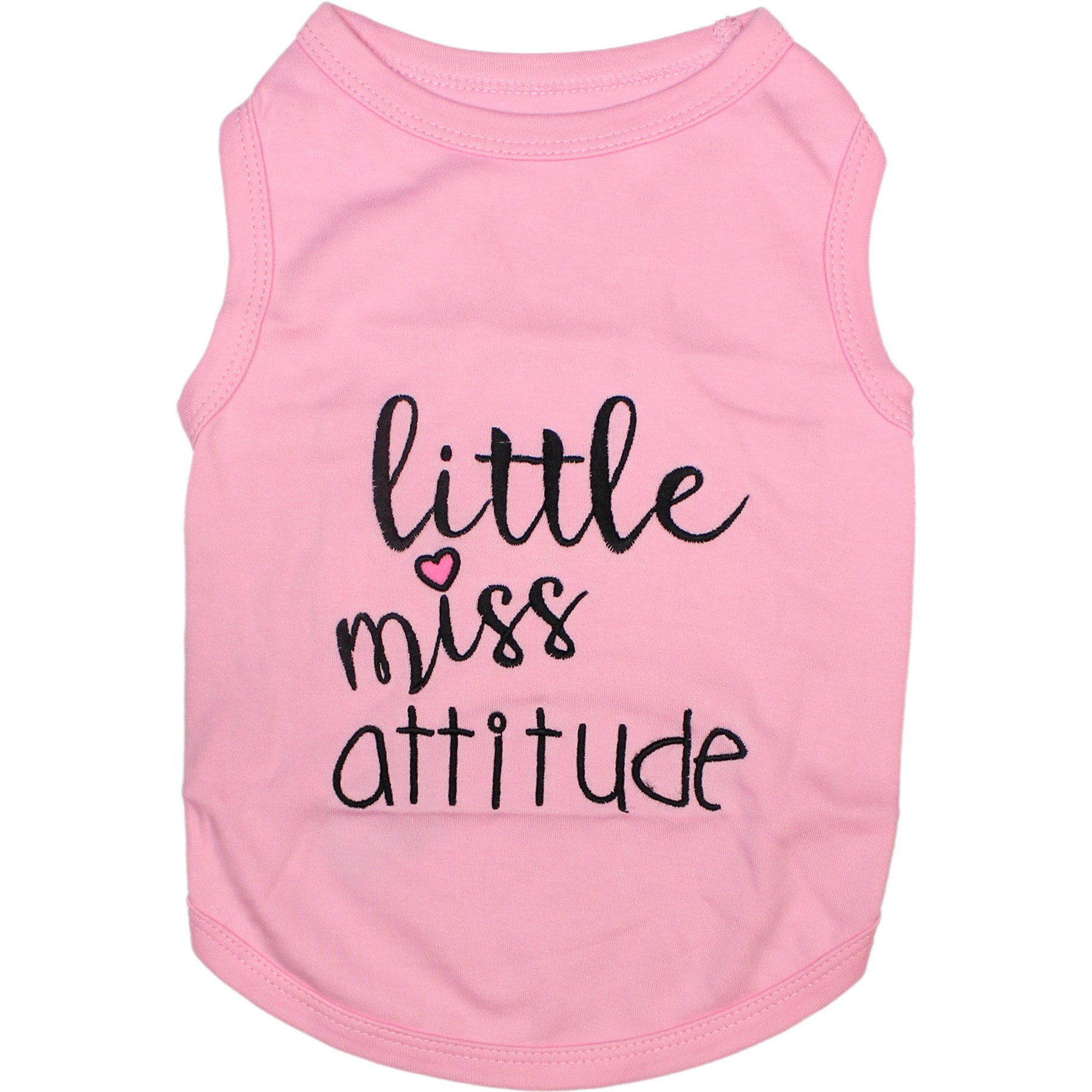 Parisian Pet Little Miss Attitude Embroidered Dog & Cat T-Shirt, Pink, Small