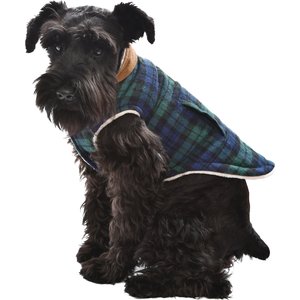 Parisian Pet Scottish Taffeta Tuxedo Plaid Dog & Cat Jacket, Green & Blue, Small