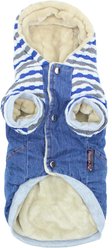 Parisian Pet Denim Striped Hoodie Casual Dog Sweatshirt with Hood & Pouch Pocket, Blue, XXX-Large slide 2 of 5
