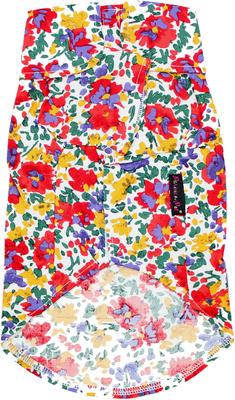 Show full view: Parisian Pet Floral Artsy Camp Shirt Botanical Print Cotton Dog Tee, Small slide 2 of 5