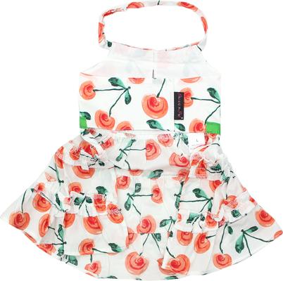 Show full view: Parisian Pet Poppies Boho Dress Floral Tiered Summer Dog Outfit, Red, Small slide 2 of 5