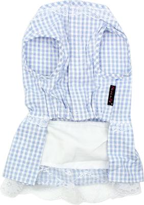 Show full view: Parisian Pet Gingham Countryside Lace Dress Plaid & Lace Dog Outfit, Blue, XX-Large slide 2 of 5