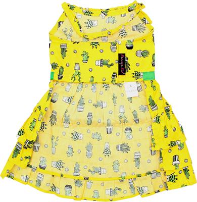 Show full view: Parisian Pet Cactus Tiered Dress Succulent Print Dog Sundress, Green, Large slide 2 of 5