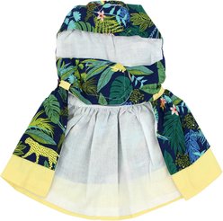 Parisian Pet Amazonia Tropical Leaf Print Dress Bright & Breezy Dog Outfit, Large slide 2 of 5