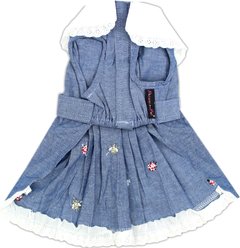 Parisian Pet Prairie Dress Denim Eyelet Yoke Dress for Dogs & Cats, Blue, Medium slide 2 of 5