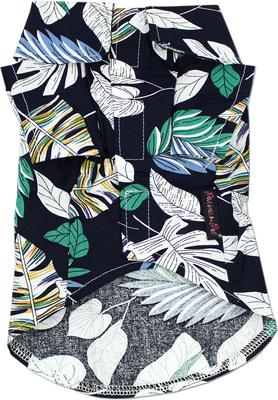 Show full view: Parisian Pet Palm Leaves Camp Shirt Tropical Cotton Dog & Cat Tee, Small slide 2 of 5