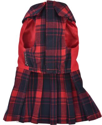 Show full view: Parisian Pet Scottish Pleated Dress Plaid Dog Skirt Outfit, Red & Blue, Large slide 2 of 5