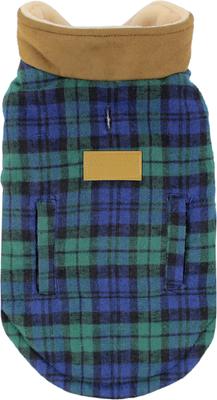 Show full view: Parisian Pet Scottish Taffeta Tuxedo Plaid Dog & Cat Jacket, Green & Blue, Small slide 2 of 5