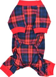 Parisian Pet Scottish Pajama Plaid Flannel Dog Sleepwear, Red & Blue, Small slide 2 of 5