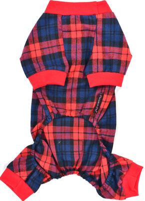 Show full view: Parisian Pet Scottish Pajama Plaid Flannel Dog Sleepwear, Red & Blue, Medium slide 2 of 5