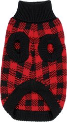 Parisian Pet Buffalo Checkered Sweater Dog Knit with Polar Bear, Red & Black, Medium slide 2 of 5