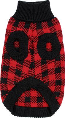 Show full view: Parisian Pet Buffalo Checkered Sweater Dog Knit with Polar Bear, Red & Black, Medium slide 2 of 5