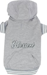 Parisian Pet Blessed Embroidered Cozy Fleece Pullover Dog Hoodie, Gray, Medium slide 2 of 5