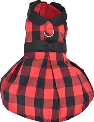 Parisian Pet Buffalo Checkered Taffeta Dress Plaid & Bow Dog Gown, Red & Black, Medium slide 2 of 5